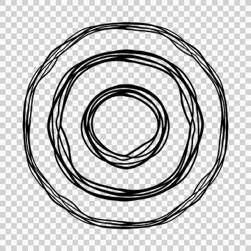 Transparent black circle. Isolated hand drawn sloppy rings. Flat design. Stock Illustration