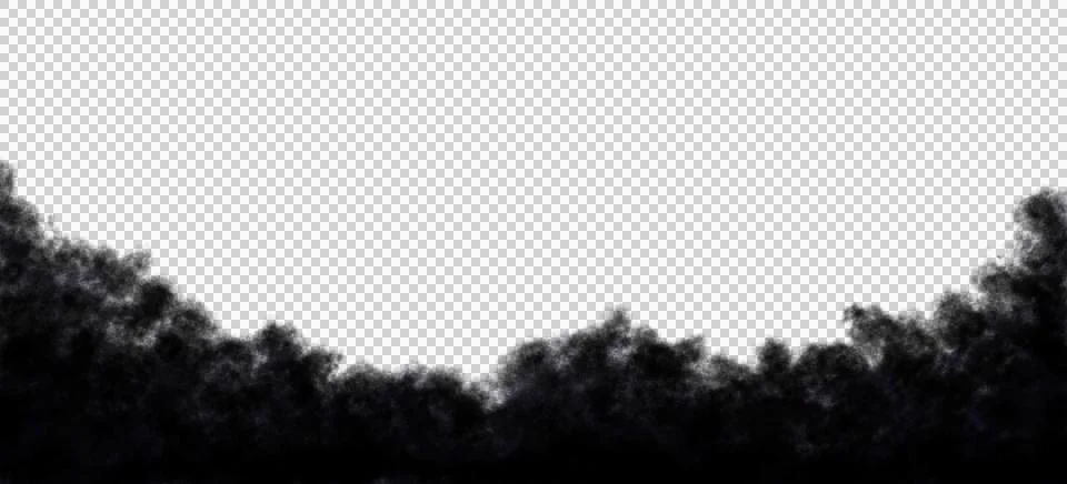 Transparent Black smoke, clouds. Texture isolated. Realistic dark smog. Stock Illustration