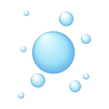 Transparent blue bubbles isolated on white background. Vector illustration Illustrazione stock