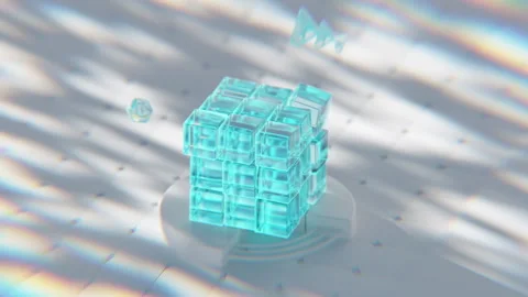 Transparent blue cubes forming a bigger cube Stock Footage 253626192