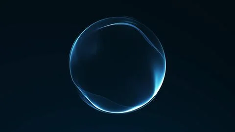 Transparent blue light sphere on dark background, minimal futuristic orb wi.. Stock Illustration