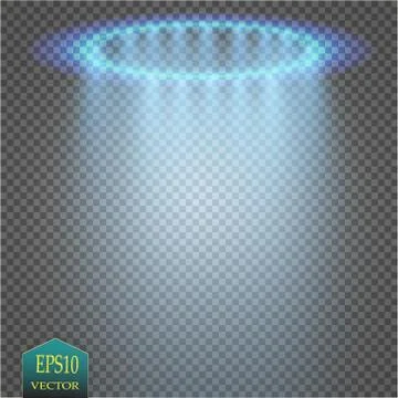 Transparent blue ligthy effects on a transparent background. Spotlights, flare Stock Illustration