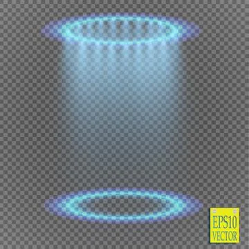 Transparent blue ligthy effects on a transparent background. Spotlights, flare Stock Illustration