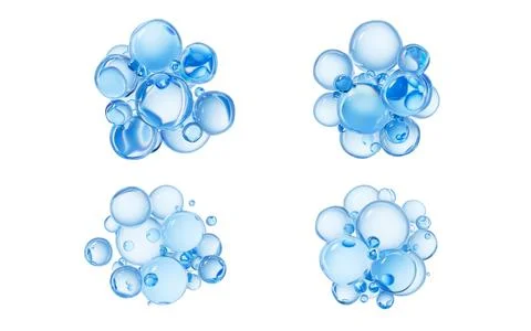 Transparent blue liquid bubbles, 3d rendering. Stock Illustration