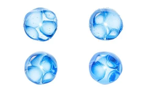 Transparent blue liquid water bubbles, 3d rendering. Stock Illustration