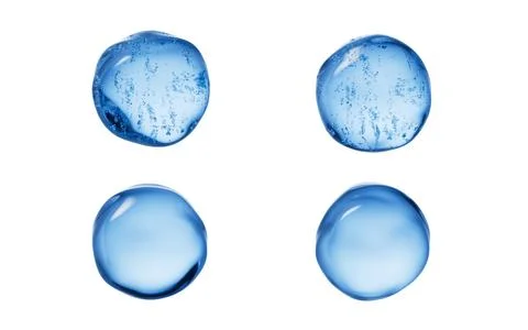 Transparent blue liquid water bubbles, 3d rendering. Stock Illustration