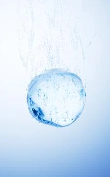 Transparent blue liquid water bubbles underwater, 3d rendering. Stock Illustration