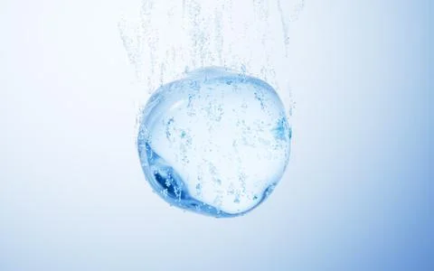 Transparent blue liquid water bubbles underwater, 3d rendering. Stock Illustration