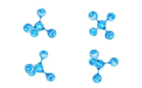 Transparent blue molecule and water bubbles, 3d rendering. Stock Illustration