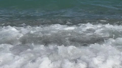 Transparent blue sea waves on clear day, oceans natural motion at beach Stock-Footage 273611185