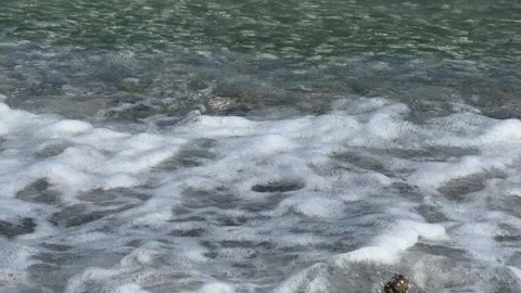 Transparent blue sea waves on clear day, oceans natural motion at beach Stock-Footage 274363771
