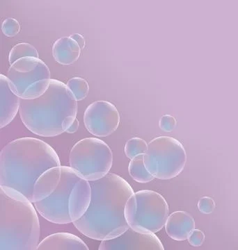 Transparent blue soap bubbles on pink Stock-Illustration