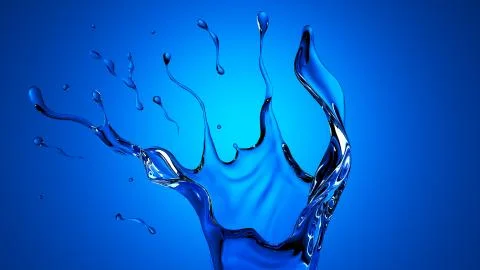 Transparent blue splash on a blue background, 3d illustration, 3d rendering. イラスト素材