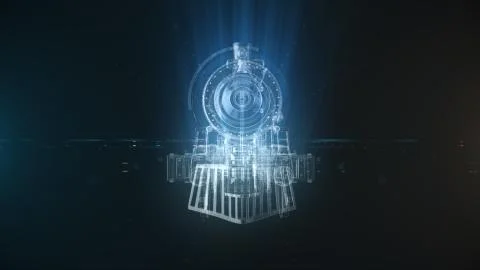 Transparent blue train moves forward Stock Illustration