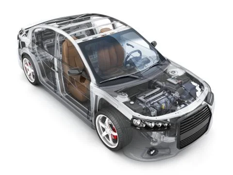 Transparent body car and interior parts Stock Illustration