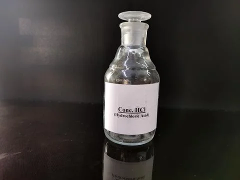 Transparent bottle filled with reagent solution 8 Stock Photos