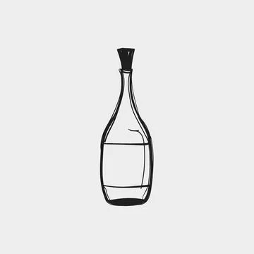 Transparent bottle with a narrow neck on a plain background suitable for va.. Stock Illustration