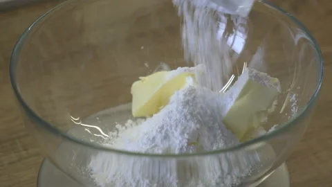 Transparent Bowl on Kitchen Table. Cooking. Home Cooking Delicious Sweet Dessert Stock Footage 149169481