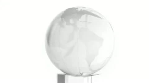 Transparent box and sphere with world map on it spin Stock Footage 10852607