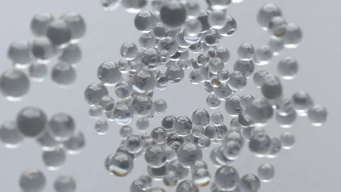 Transparent bubble flow on light background Stock Footage 133414461