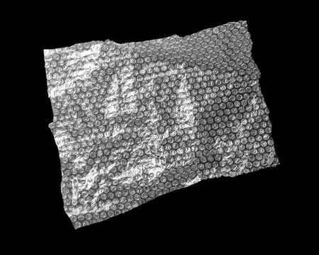 Transparent bubble wrap on black background, top view Stock Photos