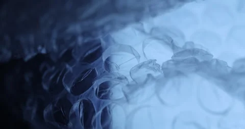 Transparent Bubble Wrap Texture in Blue light Stock Footage 313261095