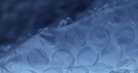 Transparent Bubble Wrap Texture in Blue light Stock Footage 313261143
