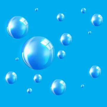 Transparent Bubbles on Blue Background.  Illustration Stock Illustration