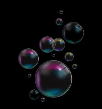 Transparent Bubbles on Dark Background.  Illustration Illustrazione stock