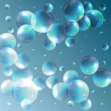 Transparent Bubbles on Dark Background. Vector Illustration 스톡 일러스트
