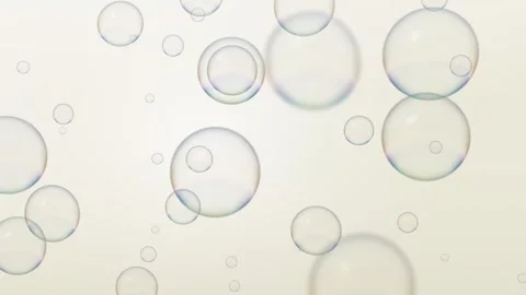Transparent Bubbles Floating Seamless Loop Animation on Cream Background Stock Footage 345311363