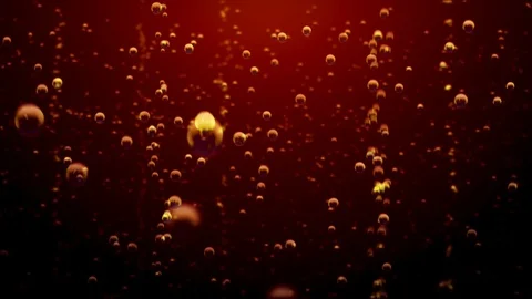 Transparent bubbles go up underwater over coca-cola background Stockbeeldmateriaal 110726821