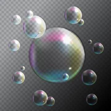 Transparent Bubbles on Gray Background. Vector Illustration Stock Illustration