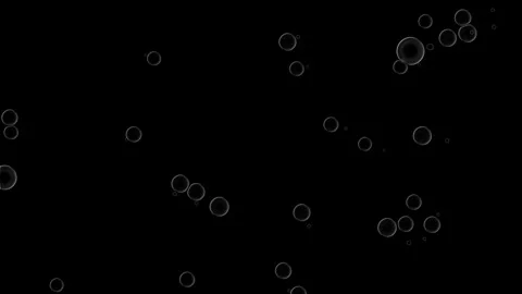 Transparent bubbles rising against a black background, creating a calm and me Stockbeeldmateriaal 277676584