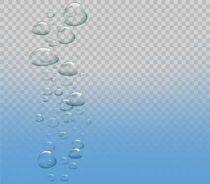 Transparent bubbles under water. Carbonated drink or champagne 스톡 일러스트