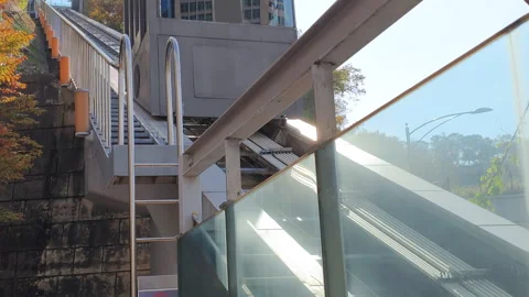 Transparent cable transit technology offers panoramic views. Modern technology Stock Footage 323705022