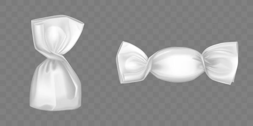 Transparent candy wrapper isolated, blank package Stock Illustration