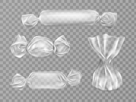 Transparent candy wrapper isolated, blank package Stock Illustration