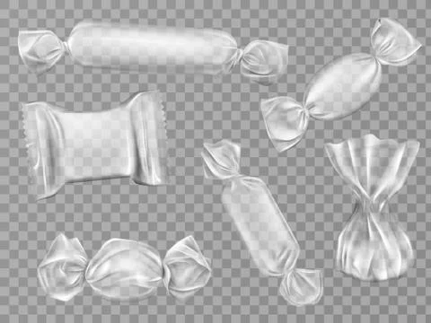 Transparent candy wrappers set isolated clip art Stock Illustration