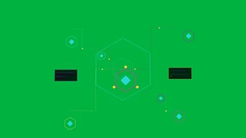 On transparent canvas load hexagon network pulsing, paths sending signals Stock Footage 333907653