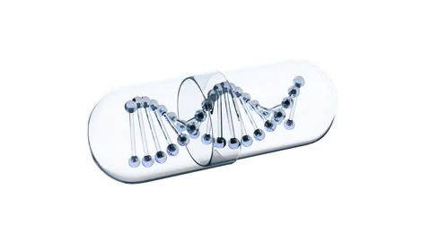 A transparent capsule with a DNA structure inside Stock Footage 261507789