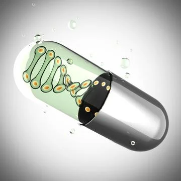 Transparent capsule on gray background Stock Illustration
