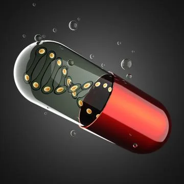 Transparent capsule on gray background Stock Illustration