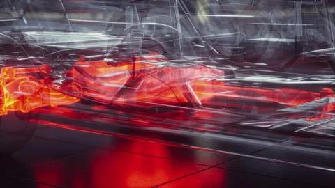 Transparent car with engine in laboratory Stock Illustration