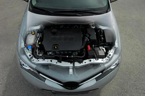 Transparent car engine Foto stock