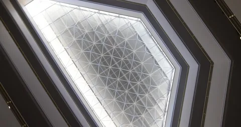 Transparent ceiling of building decorated with patterns Stock Footage 246742868