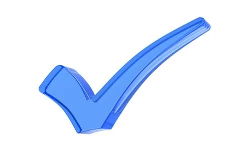 Transparent check mark sign on white background. Isolated 3D illustration Stock Illustration