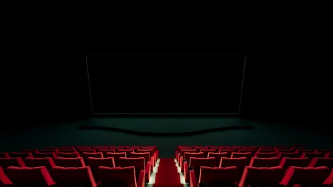 Transparent cinema screen and red luxury cinema seats 3 Stock-Footage 314008789
