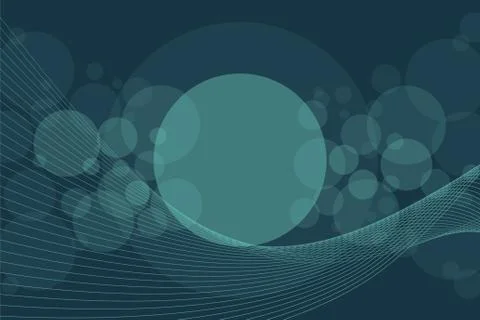 Transparent Circles and Waved Lines on Dark Background Stock Illustration