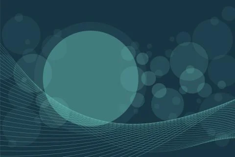 Transparent Circles and Waved Lines on Dark Background Stock Illustration